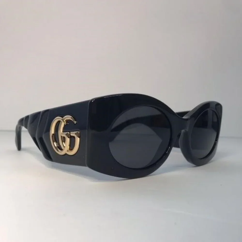 New- 💯 Original Gucci GG0810S 001 Oval Quilted Thick Rim sunglasse